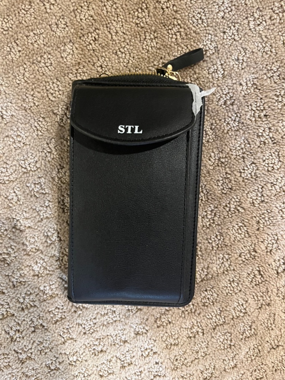 Black Leatherette Phone Wallet Crossbody